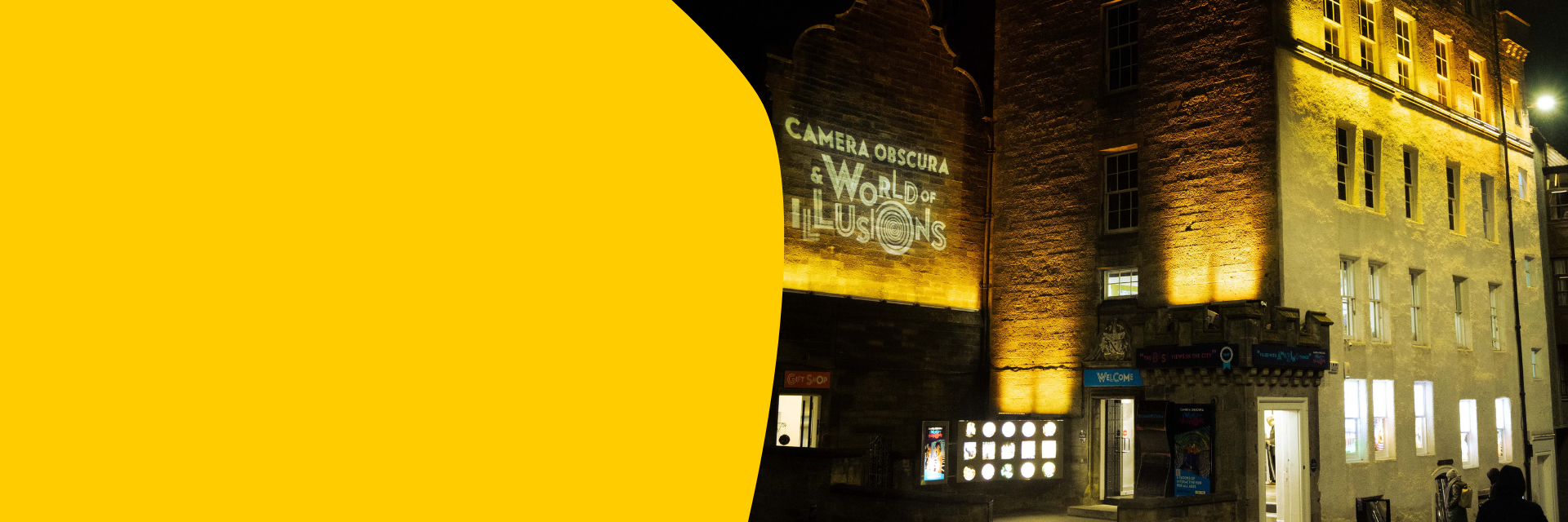 camera obscura lit up in yellow
