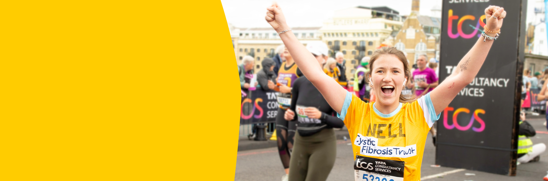 Nell, who has CF, running the London Marathon