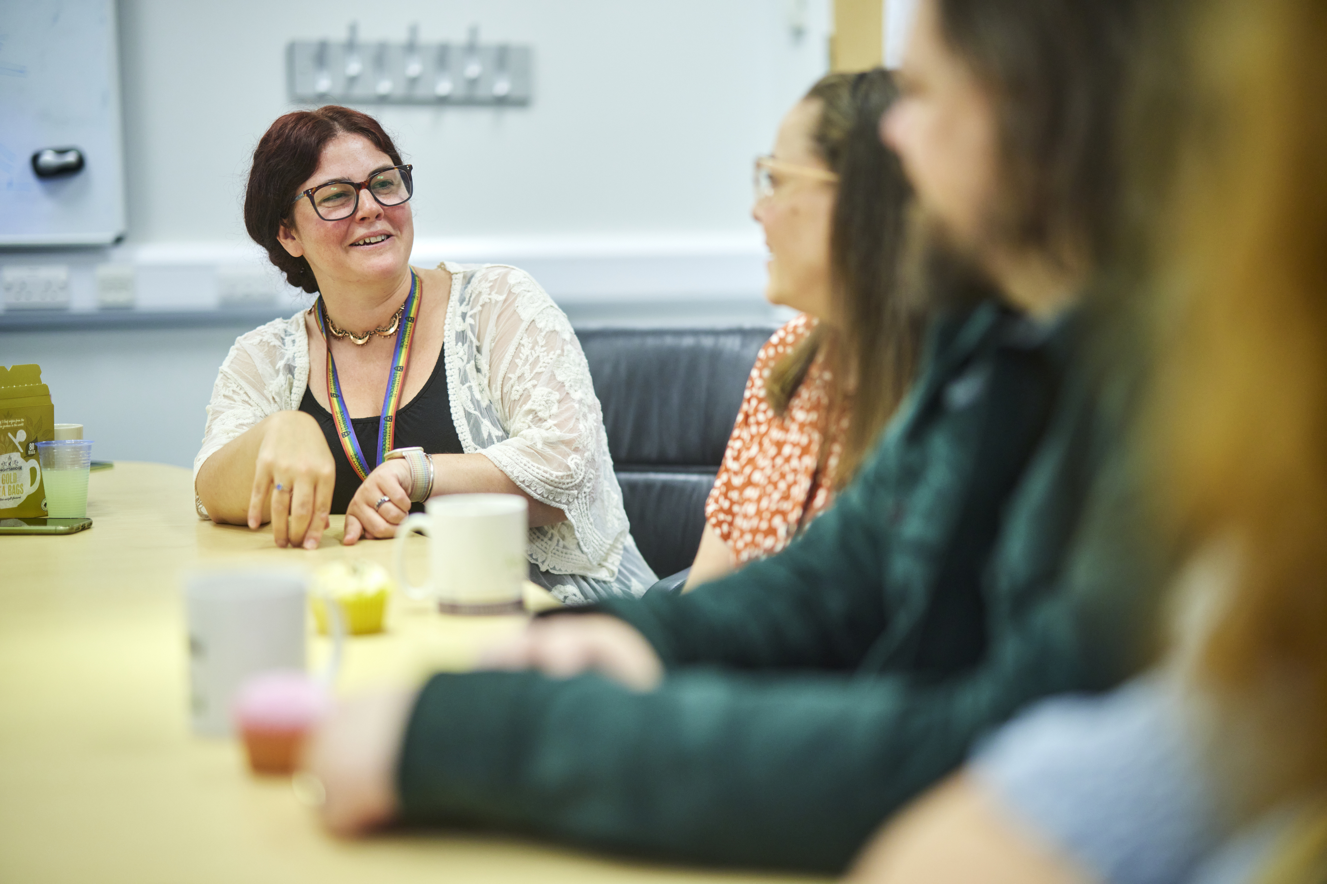 A picture of researchers talking
