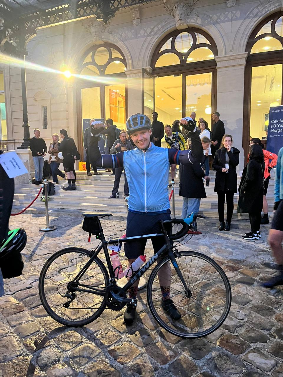 Andrew celebrating at the finish line