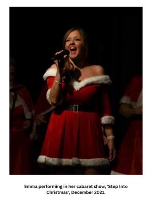 Emma performing in her cabaret show