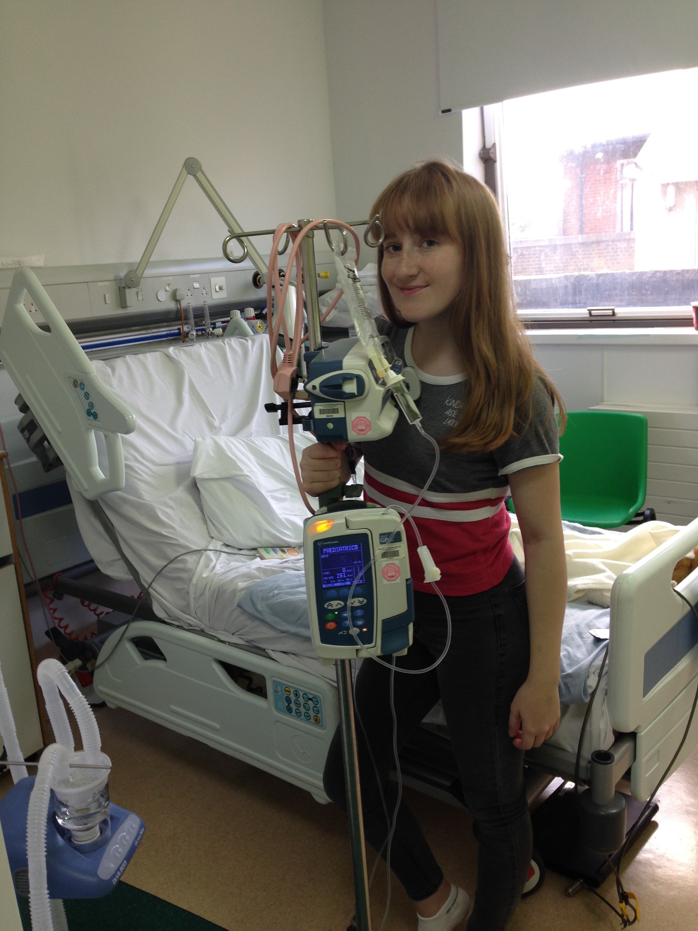 Emily as a child in hospital