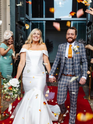 James and his wife on their wedding day