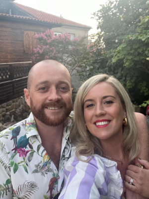 James and his wife in the garden