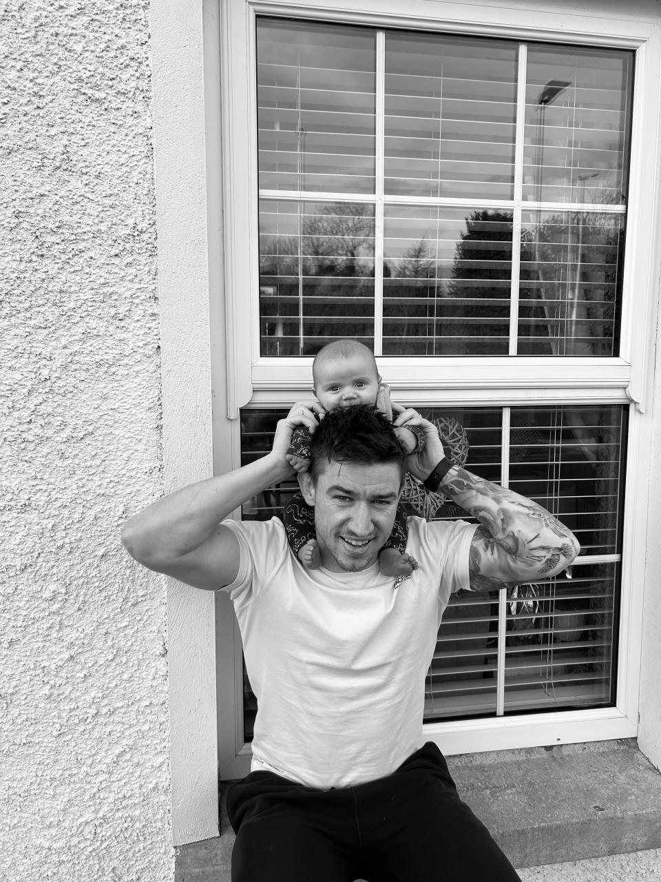 Marc with Koa on his shoulders