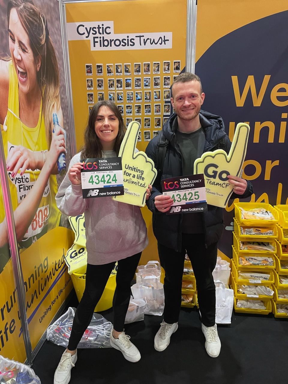 Tom at marathon show with his race number