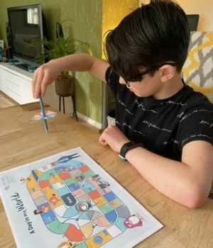 James reviewing materials