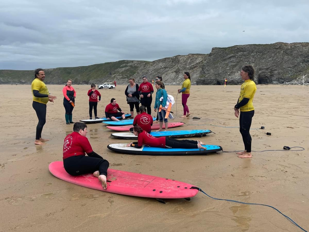 Surfers on a beach
