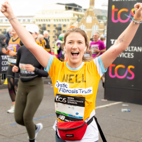Nell, who has CF, running the London Marathon
