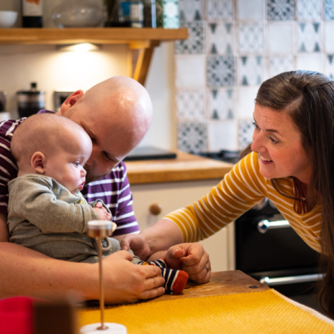 a young family at home
