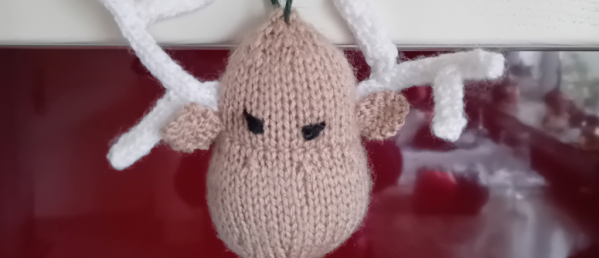hand-knitted reindeer bauble