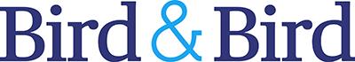A logo saying 'Bird & Bird'. Bird is in navy and the & sign is in light blue.