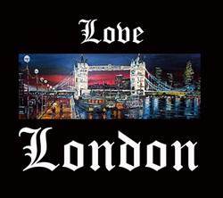 A painting of London Bridge with the words 'Love London'