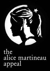 black and white logo, text: the Alice Martineau appeal