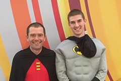 Supporters dressed as batman and robin for the london marathon