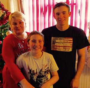 Lorraine Barnes with her sons Daniel and Joseph