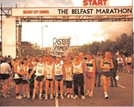 Liam McHugh and team at Belfast Marathon in 1993