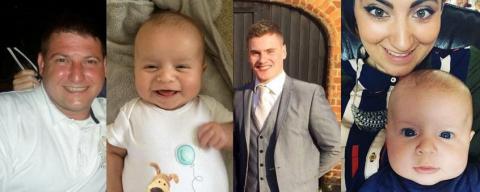 Leigh Waterhouse, Baby Elliot, Seamus O'Dwyer, Elliot and his mum Terri Deegan