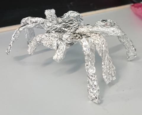 spider made out of tin foil