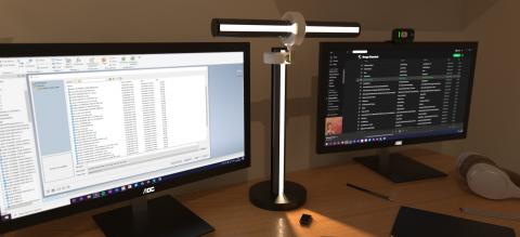 Greg's Helen Barrett Bright Idea - a Desk lamp with light along top bar and bottom base