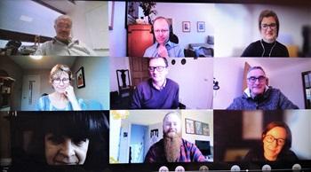 Screenshot of a Teams video call with lots of participants