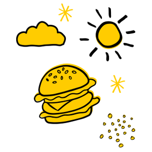 Wear Yellow Day 2021 image doodle yellow sun and burger