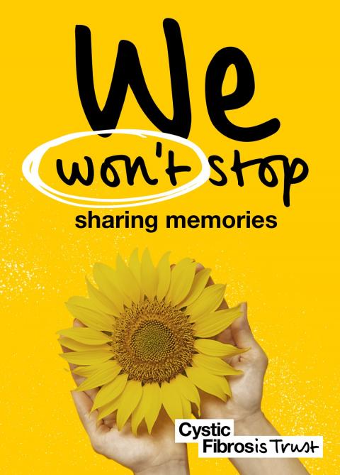 CF Week 2021 we won't stop sharing memories, hands holding a yellow sunflower