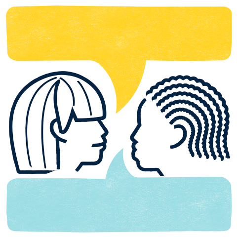 Talking heads illustration