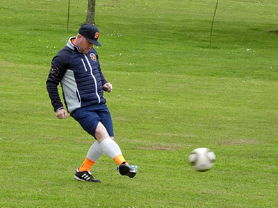 Stuart playing footgolf