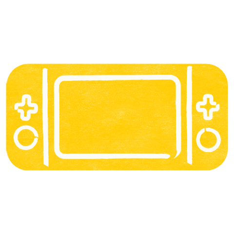 Yellow doodle of handheld gaming console