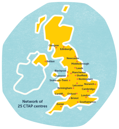 2024 map of CTAP centres in the UK