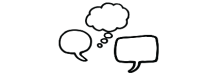 3 speech bubbles doodle
