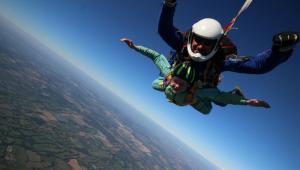 A man hovering above the horizon